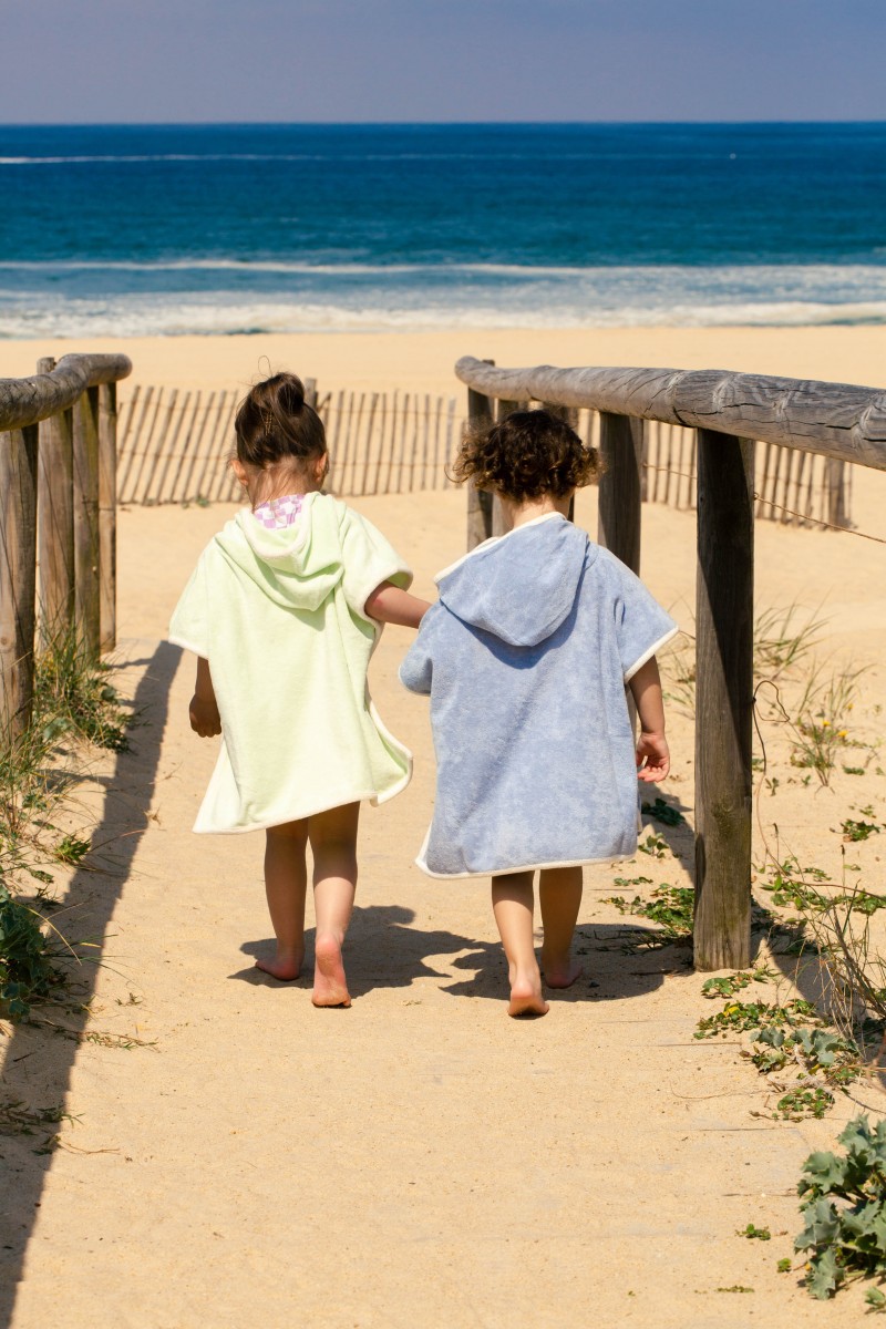 Poncho de plage Enfant Rayé bleu - Pol et Rosa